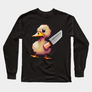 Pixel Art Duck and Knife Long Sleeve T-Shirt